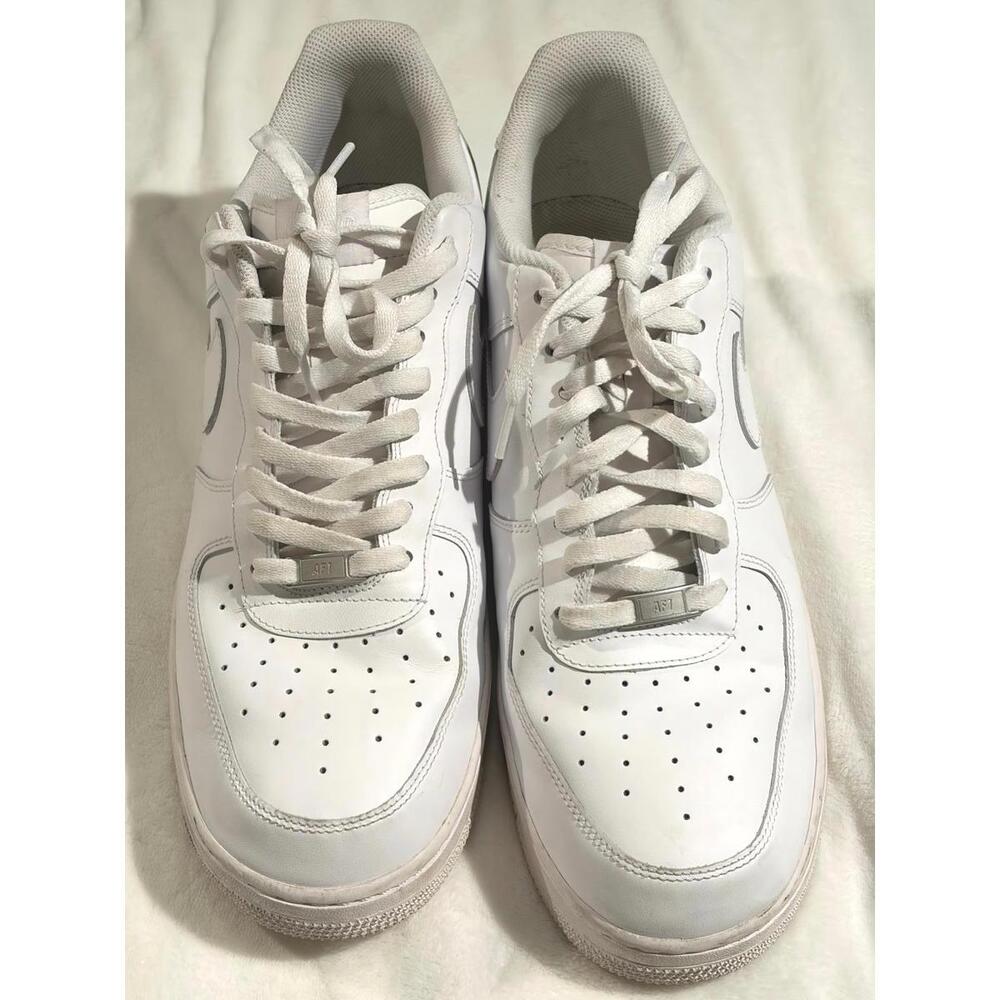 Nike Air Force 1 Low ’07 Triple White Leather Sneakers Size 16 Men CW-2288-111 - Picture 12 of 16